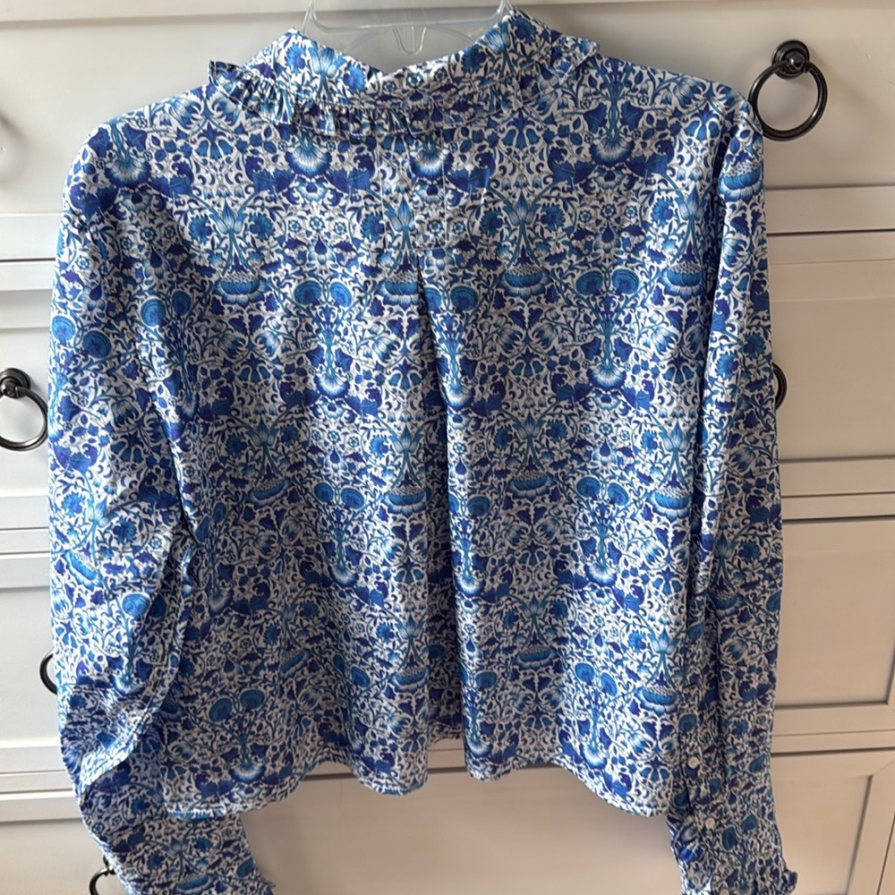 JCrew Ruffle-trim button-up shirt in Liberty® Lodden fabric - Picture 8 of 11